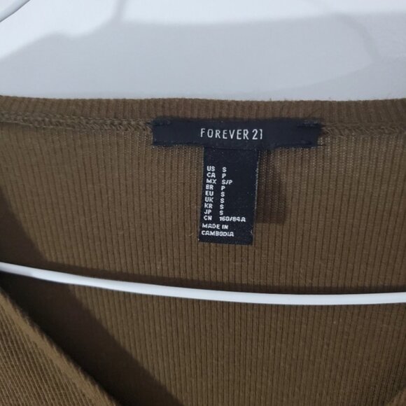 Olive Khaki Button-Up Dress Ribbed Cardigan - Picture 8 of 11